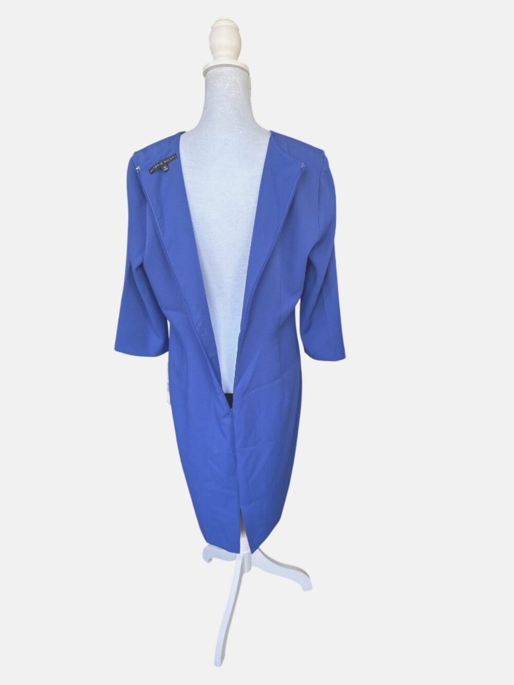 Antonio Melani Sheath Dress Mosaic Blue 3/4 Sleeves Back Zipper - Picture 5 of 7